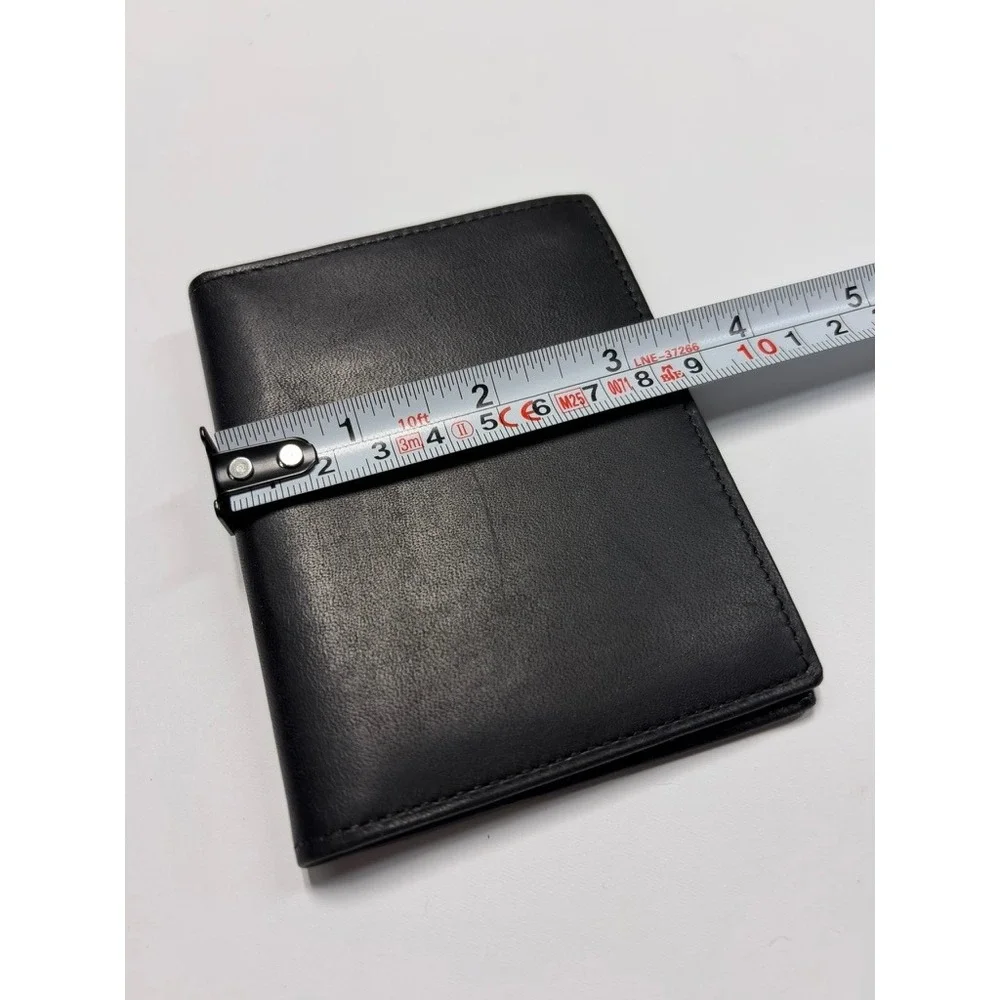 Bosca Saddler Black Real Leather USA Made Money Clip Wallet Removable Passcase